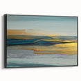 Framed canvas artwork showcasing an abstract design of colorful strokes and lines, featuring a black frame, perfect for modern home decor and artistic expression.