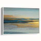 Framed abstract wall art featuring strokes and lines in soft white and gray tones, presented in a chic side view, perfect for modern interior decor.