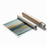 Abstract strokes and lines design in vibrant colors on a rolled canvas print, showcasing modern art aesthetics ideal for contemporary home decor, packaged securely in a protective tube.