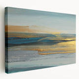 Stretched canvas wall art showcasing an abstract design of colorful strokes and lines in vibrant hues, perfect for modern home decor or office spaces.