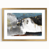 Abstract wall art featuring dynamic strokes and lines in a gold frame, showcasing a modern aesthetic. Perfect for enhancing contemporary decor and art collections.