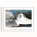 Abstract wall art print featuring dynamic strokes and lines in soft pastel colors, framed with a white mat, perfect for modern home decor and artistic spaces.