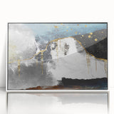 Framed wall art featuring an abstract design of colorful strokes and lines in vibrant hues, set against a white background, perfect for modern decor.