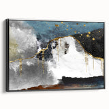 Framed canvas wall art showcasing an abstract design with black strokes and lines, highlighting modern artistic flair, perfect for contemporary decor.