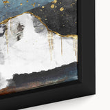 Framed canvas wall art showcasing an abstract design of colorful strokes and lines, ideal for modern decor. The close-up highlights vibrant hues and artistic texture, enhancing any interior space.