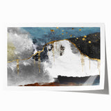 Abstract strokes and lines design in vibrant colors adorn this rolled wall art print, showcasing modern artistry perfect for contemporary home decor. The artwork features dynamic shapes and fluid patterns that create an engaging visual experience, ideal for enhancing any living space.