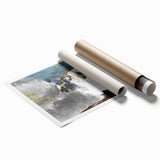 Abstract strokes and lines design in vibrant colors adorn this rolled wall art print, perfect for modern decor. Ideal for adding a contemporary touch to any space.