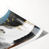 Abstract wall art featuring vibrant strokes and lines in shades of blue, orange, and yellow, designed for modern decor. Ideal for enhancing living spaces or offices.