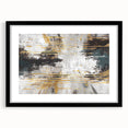 Abstract wall art featuring dynamic strokes and lines in a black frame with a white mat, perfect for modern decor. Ideal for enhancing living spaces with contemporary style.