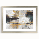 Abstract wall art featuring dynamic strokes and lines in a silver frame, showcasing a modern design with a matte finish. Perfect for contemporary home decor.