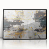 Framed wall art featuring an abstract design with colorful strokes and lines on a black background, ideal for modern home decor and artistic interiors.