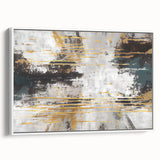 Framed canvas wall art showcasing an abstract design of colorful strokes and lines on a white background, perfect for modern home decor. This stylish piece adds a contemporary touch to any living space, enhancing artistic expression and visual appeal.