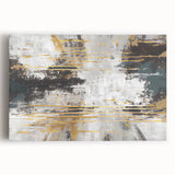 Abstract canvas wall art featuring vibrant strokes and lines in shades of blue, orange, and yellow, perfect for modern home decor or office spaces, enhancing creativity and style.