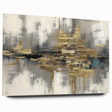 Abstract wall art showcasing a vibrant design of colorful strokes and lines, displayed in a sleek acrylic glass frame with decorative pins, ideal for modern decor.