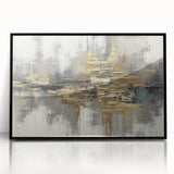 Framed acrylic wall art showcasing an abstract design of colorful strokes and lines, featuring a sleek black frame, ideal for modern home decor.
