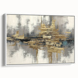Framed canvas artwork showcasing an abstract design of colorful strokes and lines, displayed from a side view against a white background, ideal for modern home decor.