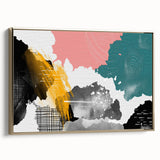 Framed canvas wall art showcasing an abstract design with gold and black strokes and lines, adding a modern touch to home decor. Ideal for stylish interiors.