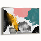 Framed wall art featuring an abstract design of strokes and lines in a silver frame, showcasing a modern aesthetic suitable for contemporary decor.