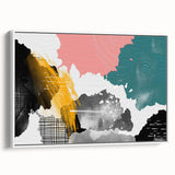 Abstract wall art featuring dynamic strokes and lines in a modern design, framed in white, showcasing a contemporary aesthetic perfect for home decor.