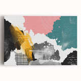 Abstract canvas wall art featuring vibrant strokes and lines in shades of blue, orange, and gold, adding a modern touch to home decor. Ideal for contemporary interiors.