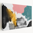 Abstract canvas wall art showcasing dynamic strokes and lines in vibrant colors, featuring a side view of the stretched design ideal for modern home decor.
