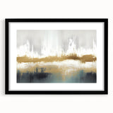 Abstract wall art featuring dynamic strokes and lines in a modern design, framed with a sleek black border and matting, perfect for contemporary decor.