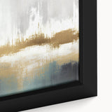 Close-up of a framed canvas showcasing an abstract strokes and lines design in vibrant colors, perfect for modern home decor or office wall art. The artwork features dynamic shapes and textures, adding a contemporary touch to any space.