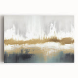 Abstract strokes and lines in vibrant colors create a modern wall art design on stretched canvas, ideal for contemporary home decor. The piece showcases a dynamic interplay of hues, enhancing any living space with its artistic flair.