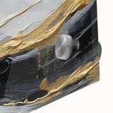 Close-up of an abstract wall art piece showcasing vibrant strokes and lines in bold colors, created with acrylic glass for a modern artistic touch.