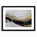 Abstract wall art featuring bold strokes and lines in a contemporary design, framed with a black mat, perfect for modern home decor. This elegant piece adds a striking focal point to any living space or office.