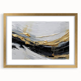 Abstract wall art featuring dynamic strokes and lines in a gold frame with mat, showcasing a modern design perfect for contemporary decor. Ideal for enhancing living spaces with artistic elegance.