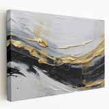 Abstract wall art featuring dynamic strokes and lines in vibrant colors, presented on a stretched canvas for modern decor enhancement, side view showcasing depth and texture.