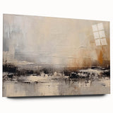 Abstract wall art featuring vibrant strokes and lines in a modern acrylic glass frame, showcasing a contemporary design ideal for home decor.