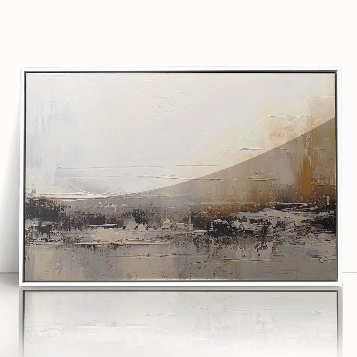 Framed acrylic wall art showcasing an abstract design of colorful strokes and lines, presented in a sleek white frame, ideal for modern home decor.