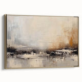 Framed canvas wall art showcasing an abstract design of gold strokes and lines, adding a modern touch to any decor. Perfect for contemporary interiors.