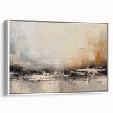 Framed canvas wall art showcasing an abstract design with colorful strokes and lines, presented in a sleek white frame, adding a modern touch to any decor.