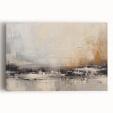 Abstract wall art design featuring vibrant strokes and lines in shades of blue, yellow, and pink, printed on stretched canvas, enhancing modern interior decor.