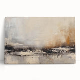 Abstract wall art showcasing vibrant strokes and lines in shades of blue, orange, and yellow, designed for modern home decor, elegantly leaning against a wall.