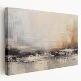 Abstract strokes and lines in vibrant colors create a modern wall art design on stretched canvas. The side view showcases the canvas depth and quality, perfect for contemporary decor.