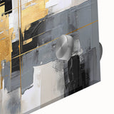 Close-up of a modern abstract wall art piece showcasing vibrant strokes and lines in bold colors, designed to enhance contemporary interior decor.