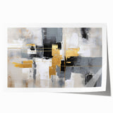 Abstract wall art print showcasing vibrant strokes and lines in a dynamic composition, featuring bold colors like teal, orange, and yellow, perfect for modern home decor.