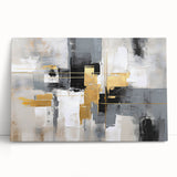 Abstract wall art featuring vibrant strokes and lines in a colorful design, showcasing a modern aesthetic perfect for contemporary home decor. This stretched canvas piece leans against a neutral wall, adding a dynamic touch to any room.