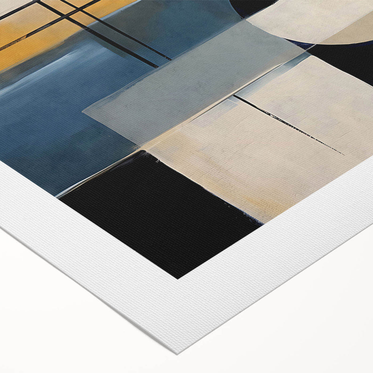 Abstract strokes and lines design in vibrant colors on rolled canvas, showcasing modern wall art ideal for contemporary home decor. Perfect for stylish interiors.