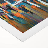Abstract canvas wall art featuring bold strokes and lines in vibrant colors, ideal for modern decor. Perfect for enhancing living spaces with contemporary style.