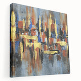 Abstract strokes and lines design on stretched canvas wall art, showcasing vibrant colors and dynamic patterns, perfect for modern home decor.