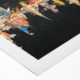 Abstract wall art with colorful strokes and lines, showcasing a modern design on rolled canvas, ideal for contemporary home decor. Perfect for adding a vibrant touch to any space.