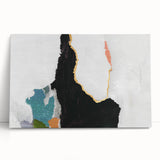 Abstract wall art canvas featuring vibrant strokes and lines in shades of blue, yellow, and pink, perfect for modern home decor.