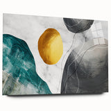 Abstract wall art featuring vibrant strokes and lines in a modern design, displayed in a sleek acrylic frame, showcasing a contemporary aesthetic perfect for home decor.