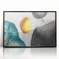 Framed acrylic wall art showcasing an abstract design of colorful strokes and lines, set against a black background, perfect for modern home decor.