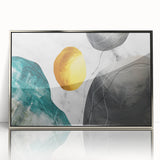 Framed wall art featuring an abstract design of strokes and lines in varying shades of silver and blue, perfect for modern decor, enhancing any living space with elegance.